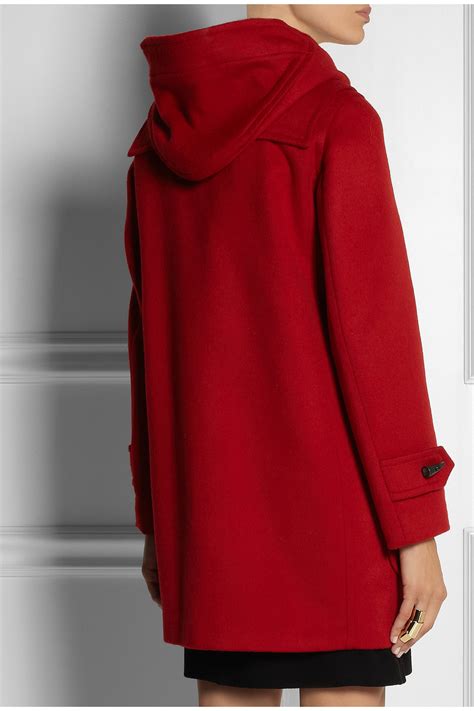 lyst burberry brit hooded wool duffle coat  red