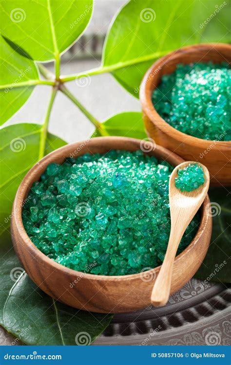 green herbal salt  healthy spa bath stock photo image  scented