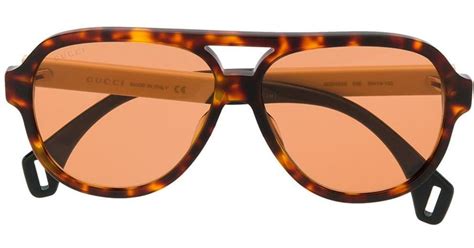 gucci tortoiseshell aviator sunglasses in brown for men lyst