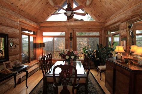 log home upstate  york home  sale country living cabin dining room dining room