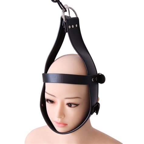 Pu Leather Suspension Harness Head Hood Bondage For Games Adult Sex Toy