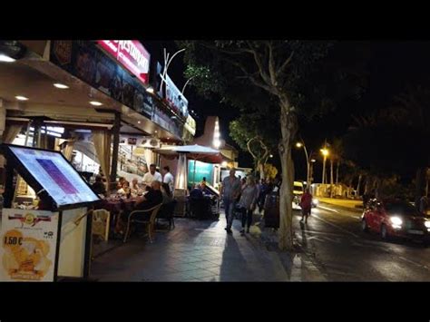 walk  main strip  night   puerto del carmen lanzarote canary islands youtube