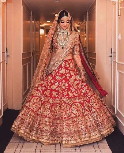 stitched red bridal lehenga rs 65000 lady selection id 16217031062