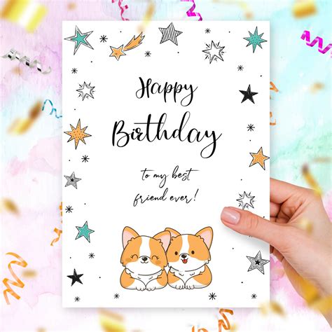 cute birthday card   friend  template editable