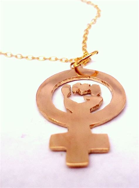 custom raised fist of feminism necklace by erika with a k designs
