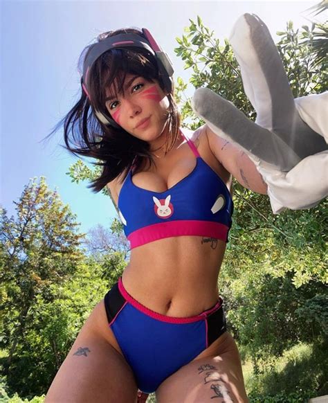 halsey cosplays as d va from overwatch and her bikini look is sexy