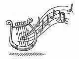 Lyre Illustrations Vector Instrument Drawing Notes Music Clip sketch template