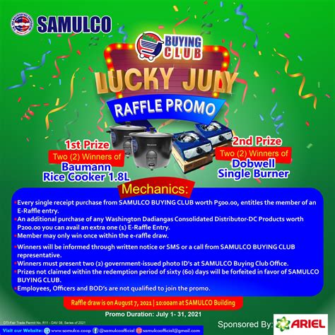 buying club lucky july raffle promo