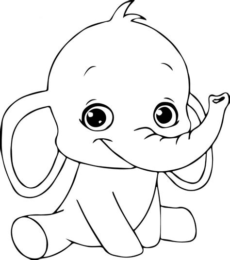 cartoon baby elephant cute coloring page wecoloringpagecom