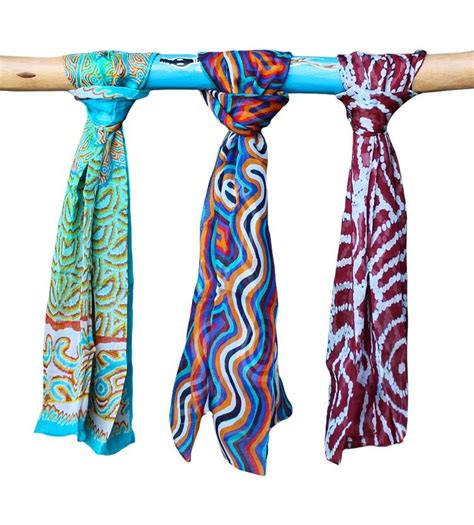 aboriginal rectangle silk scarf australia  gift australian