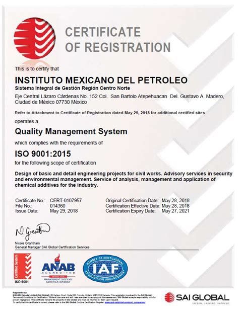 Certificado De Calidad Iso