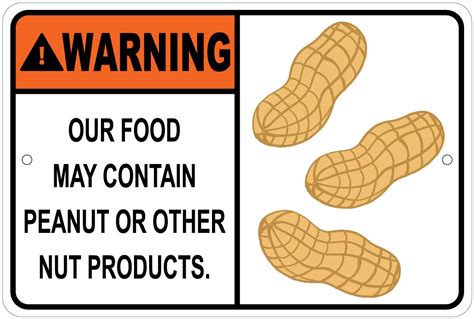 warning  food   peanut  aluminum sign ebay