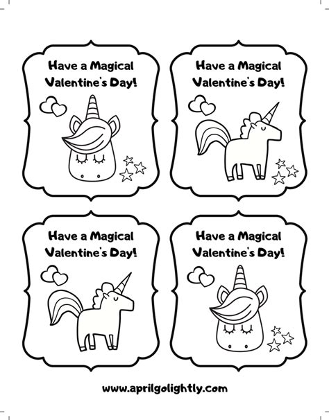 unicorn valentines cards  printables kids crafts april
