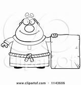 Monk Tablet Chubby Cartoon Clipart Coloring Buddhist Cory Thoman Outlined Vector Pleasant sketch template