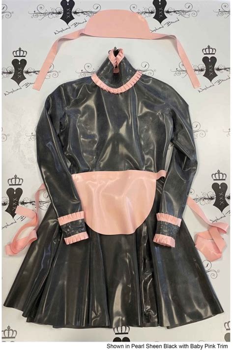 maidservant latex uniform includes cap apron and gorgeous frills
