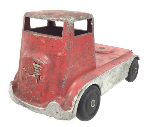 lot vintage cast aluminum toy tractor trailer truck