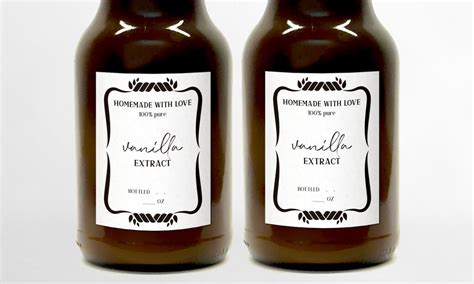 homemade extract labels vanilla bottle label custom labels etsy