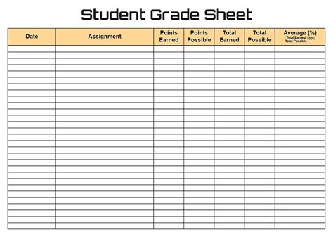 images  printable grade sheet  students student grade