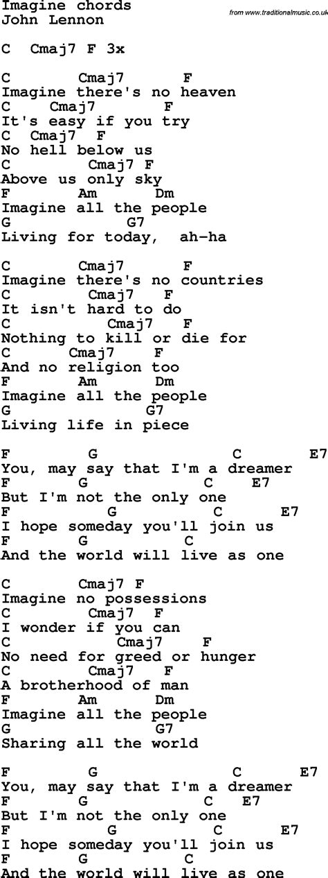 imagine lennon chords easy guitar songs guitar chords