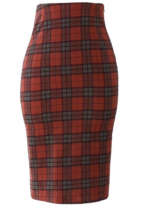 tartan skirt chic dress style tartan fabric pencil skirt