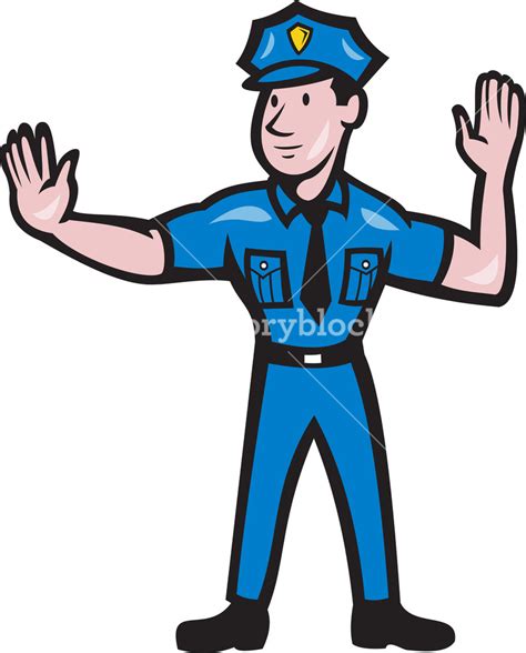 traffic policeman stop hand signal cartoon royalty free