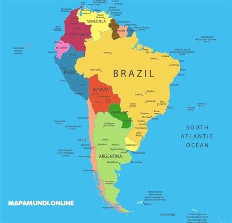 mapa de america del sur sudamerica politico fisico  imprimir