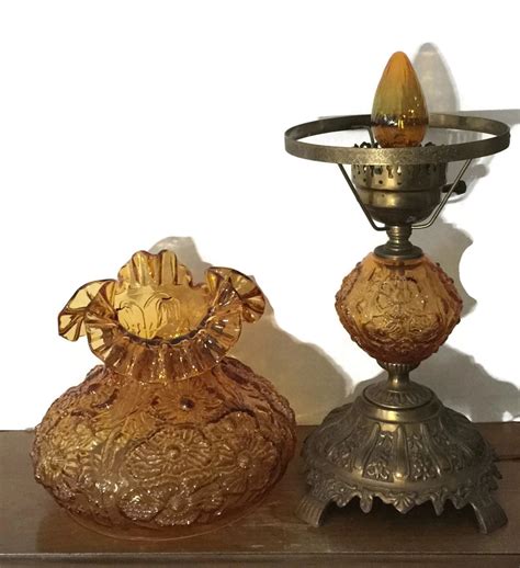 Fenton Glass Table Lamp Glass Table Lamp Amber By