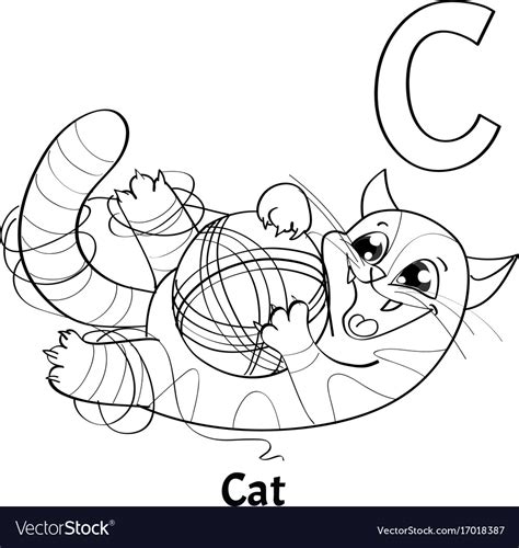 alphabet letter  coloring page cat royalty  vector
