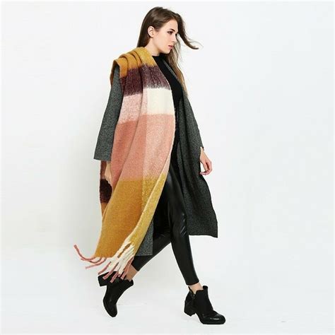 zara winter cashmere scarf style plaid women scarves wrap warm vintage