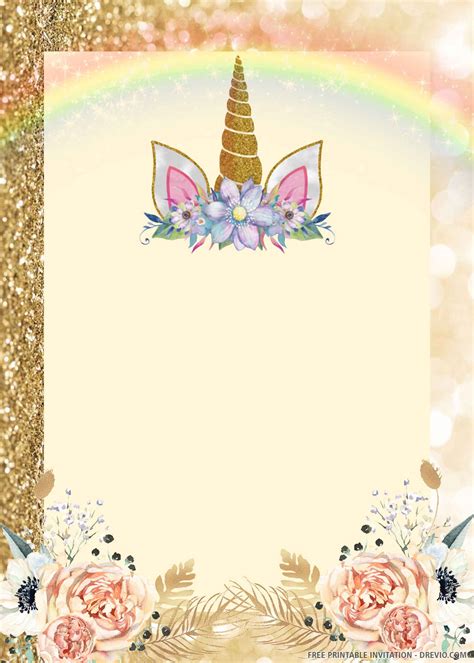 printable colorful unicorn birthday invitation templates drevio