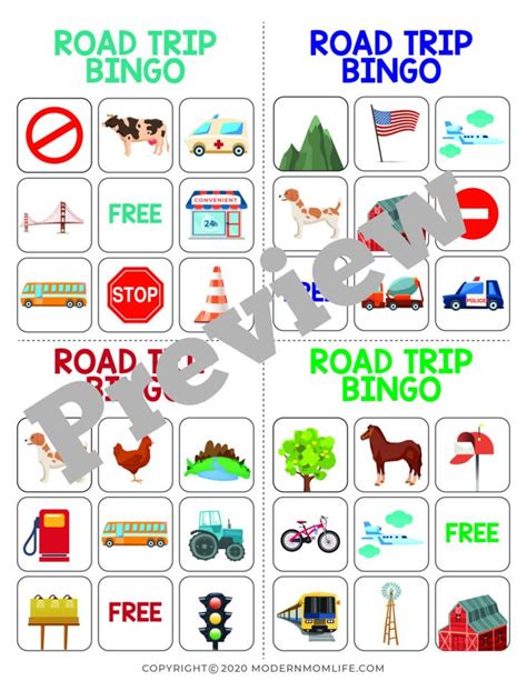road trip bingo  kids  printable road trip bingo bingo