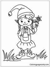 Girl Christmas Pages Elf Coloring Color Online Holidays Printable Coloringpagesonly sketch template