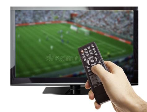 voetbal op tv stock foto image  voetbal toon spel