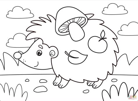 hedgehog outline template sketch coloring page