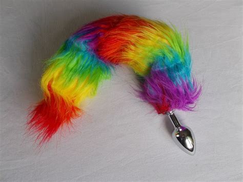 beautiful rainbow tail butt plug fluffy anal sex toy bunny etsy