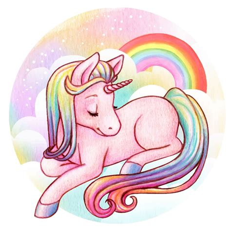 premium vector cute watercolor rainbow unicorn