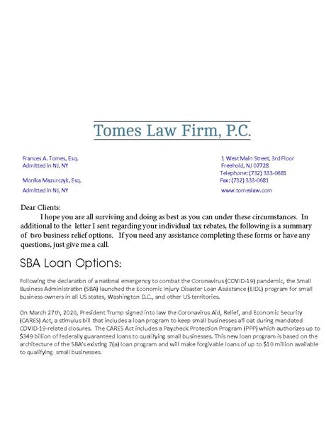 comparison  small business relief  covid  tomes law firm pc