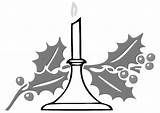 Christmas Candle Coloring Clip Wreath sketch template