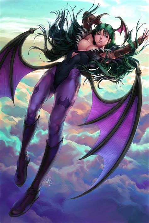 Morrigan Game Character Sexy Superhero Bat Wings Flying Anime Manga