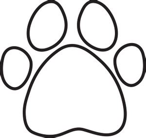 coloring page clipart image black  white dog paw print