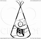 Party Hat Clipart Cartoon Smiling Character Happy Coloring Thoman Cory Outlined Vector sketch template