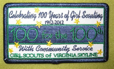 girl scouts virginia skyline council 100 for the 100th patch celebrating 100 years of girl