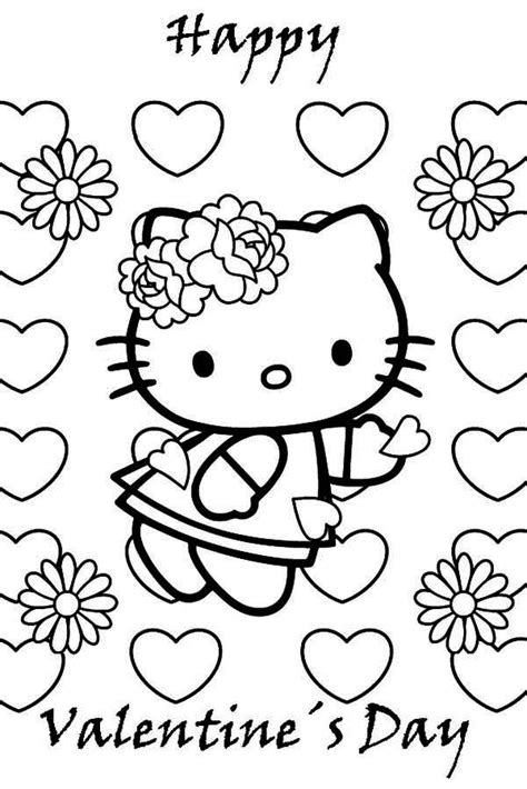 kitty valentines day coloring sheets day  kitty