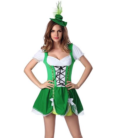 sexy costumes green sweet beer girl dress women halloween costume