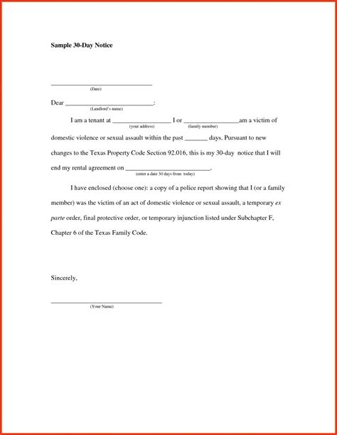 sample   day notice  landlord template sample
