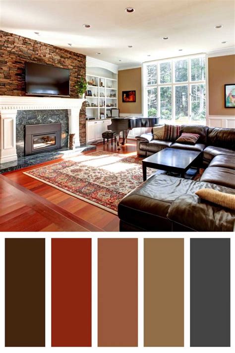 living room color schemes  brown leather furniture