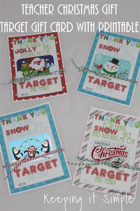 teacher christmas gift idea printable  target gift card keeping