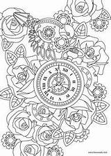 Steampunk Coloriage Adults Oiseaux Mandala Artherapie Patterns Vk sketch template