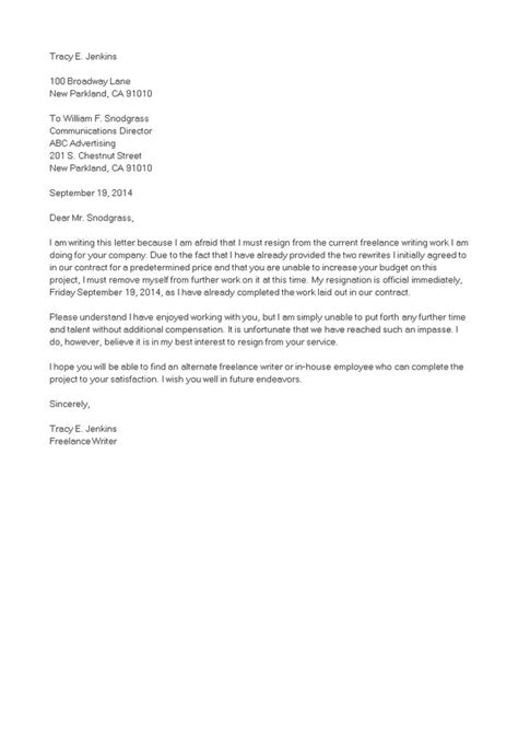 official independent contractor resignation letter   create