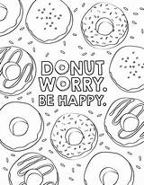 Donut Coloring Pages Birthday Kids Happy Printable Color Sheets Personalized Donuts Doughnut Worry Activity Party Adult Print Pdf Anime Cute sketch template